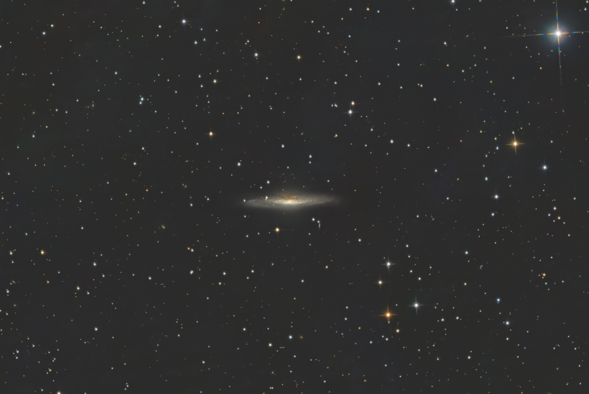 The UFO galaxy NGC 2683 is a spiral galaxy with an active galactic nucleus in the constellation Lynx in the northern sky.